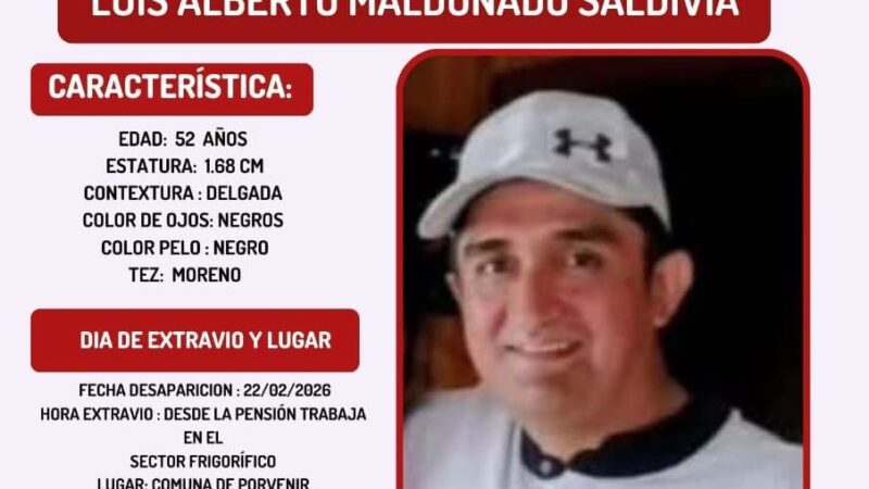 Se cumplen 18 días de la desaparición de trabajador residente en Porvenir