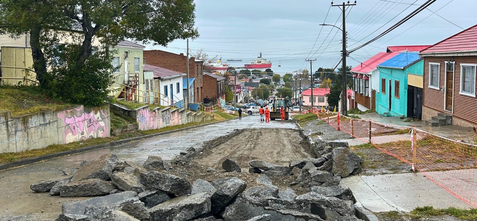 Comenzaron las obras de conservación vial en calle Bellavista en el sector Sur de Punta Arenas