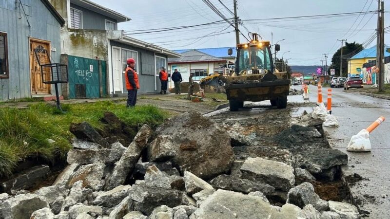 SERVIU avanza en la recuperación de calles en Punta Arenas: se realizan obras de conservación vial en calle Angamos
