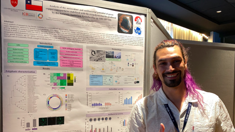 Del laboratorio chileno al Continente Blanco: nanopartículas de cobre y bacterias antárticas brillan en el SCAR 2026 en Oslo, Noruega.