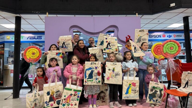 Familias pintaron sus bolsas reutilizables en Zona Austral de Punta Arenas.