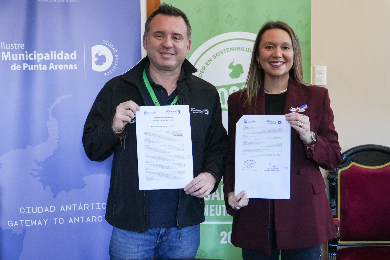 Comunas de Punta Arenas y Las Condes firman convenio de colaboración.