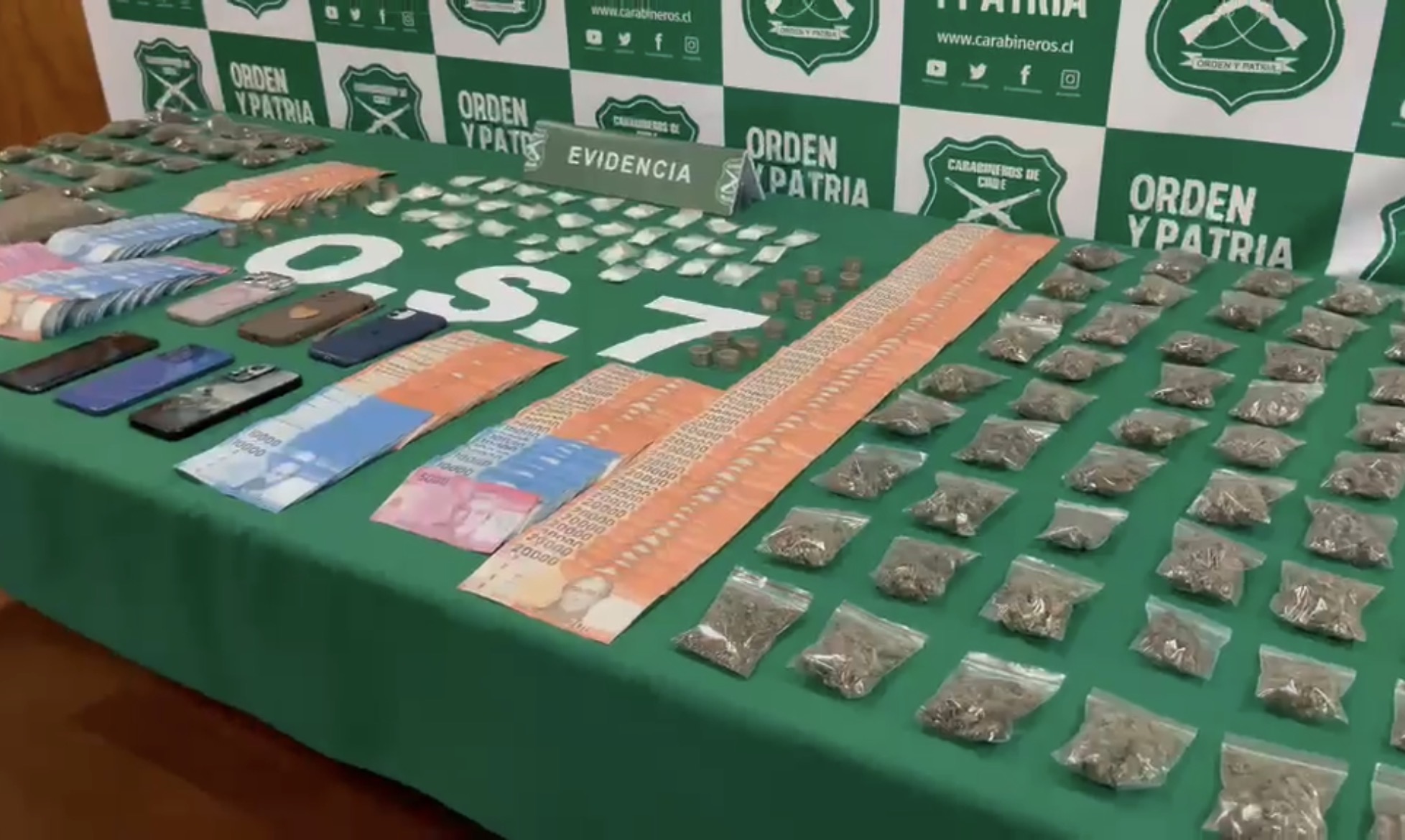 OS-7 desarticula organización dedicada al tráfico de drogas en Punta Arenas: incautan marihuana, cocaína y más de $5 millones