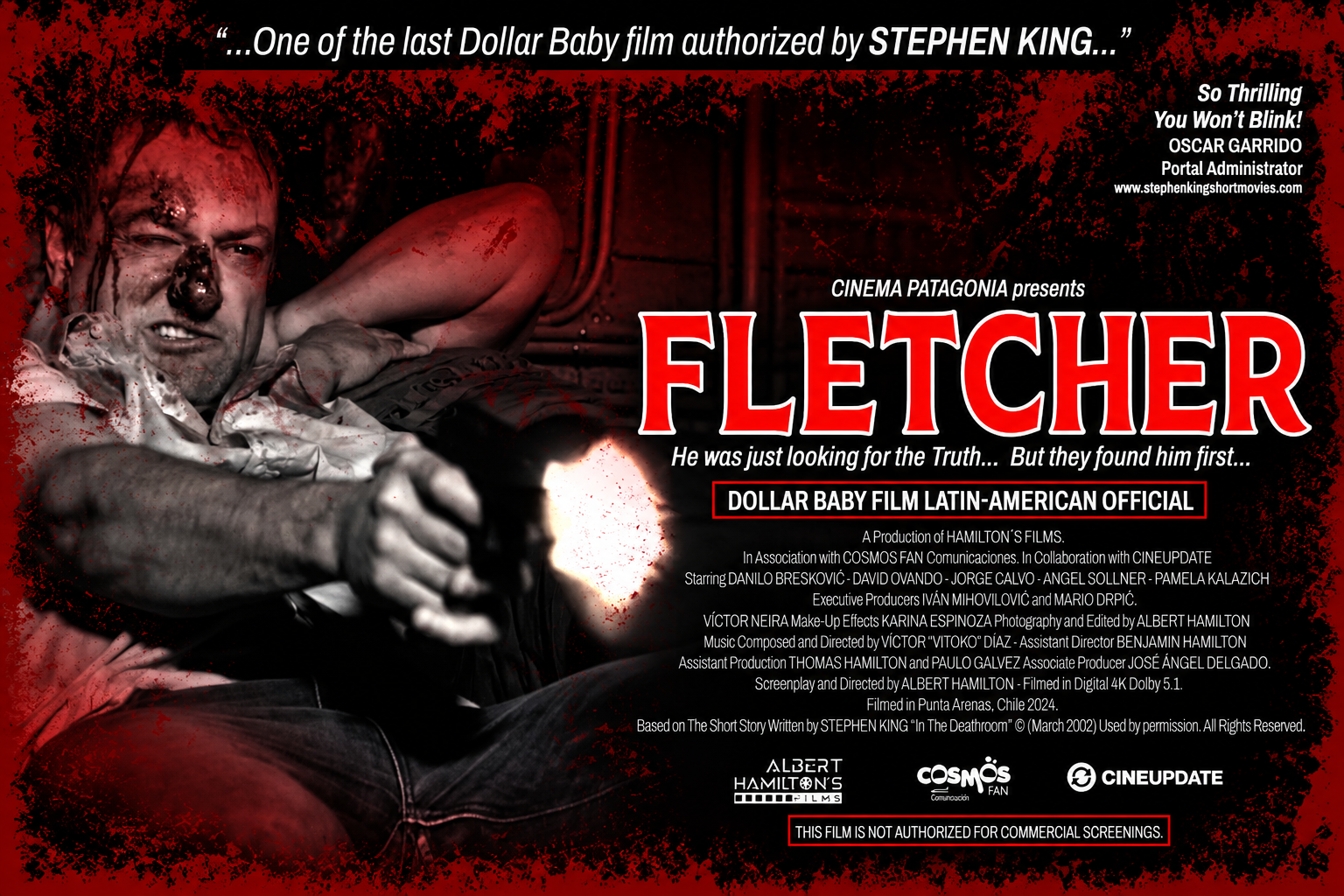 Stephen King autoriza la proyección de Fletcher, del cineasta chileno Albert Hamilton, ante cientos de fans en Estados Unidos