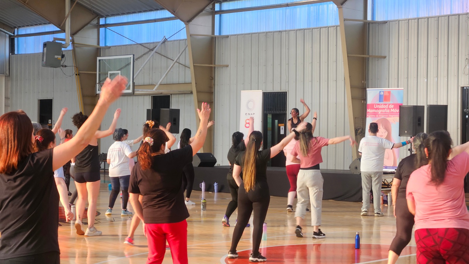 Más de un centenar de mujeres se sumaron con energía en Punta Arenas a la prevención del cáncer de mama.